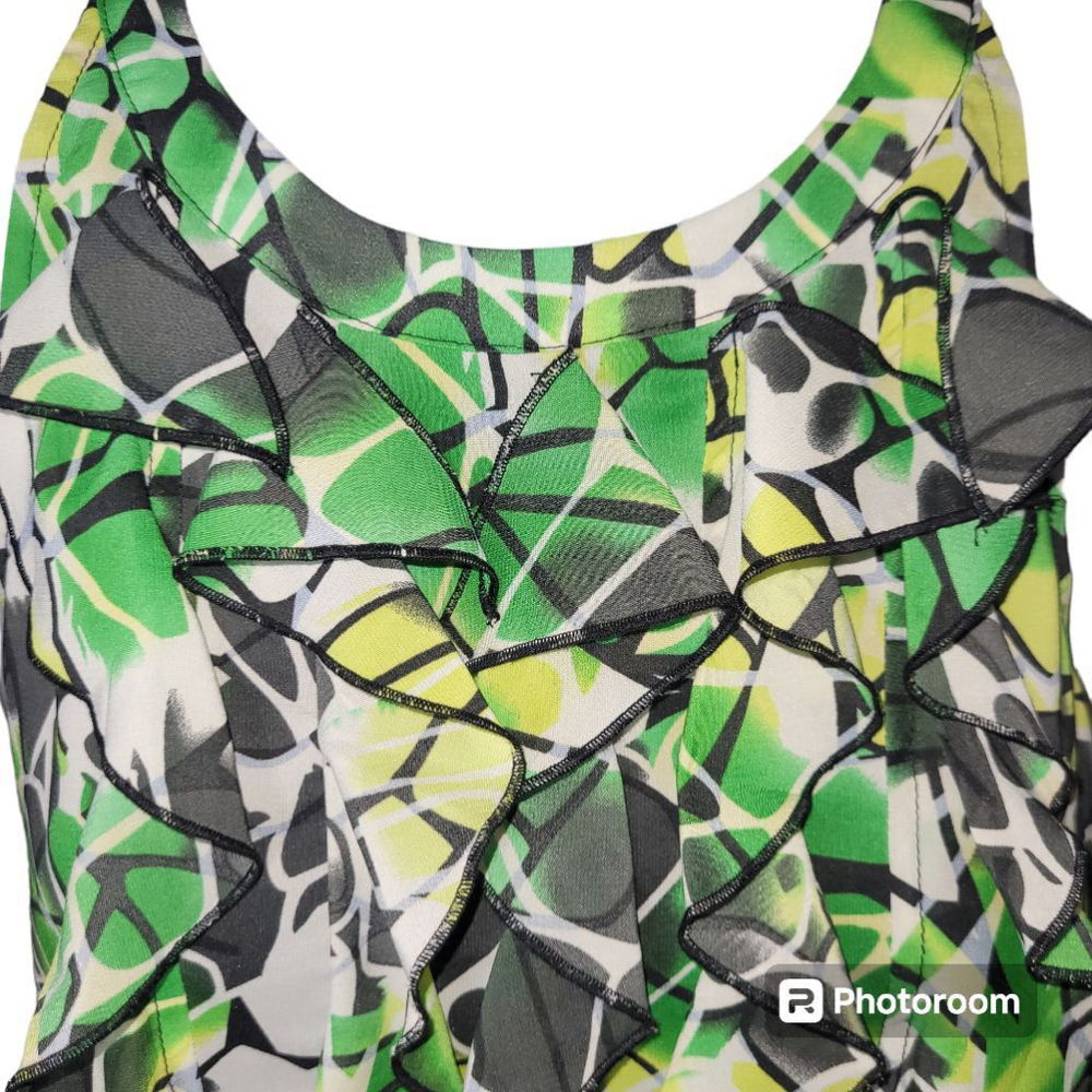 Women's The Limited Green Ruffle Blouse Size S - Picture 4 of 9